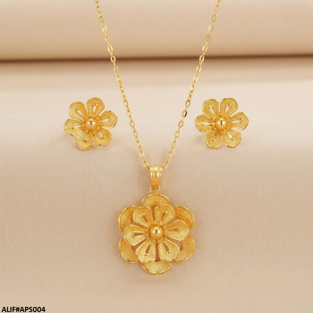 APS004 Stainless Steel Flower Pendant Set = APS