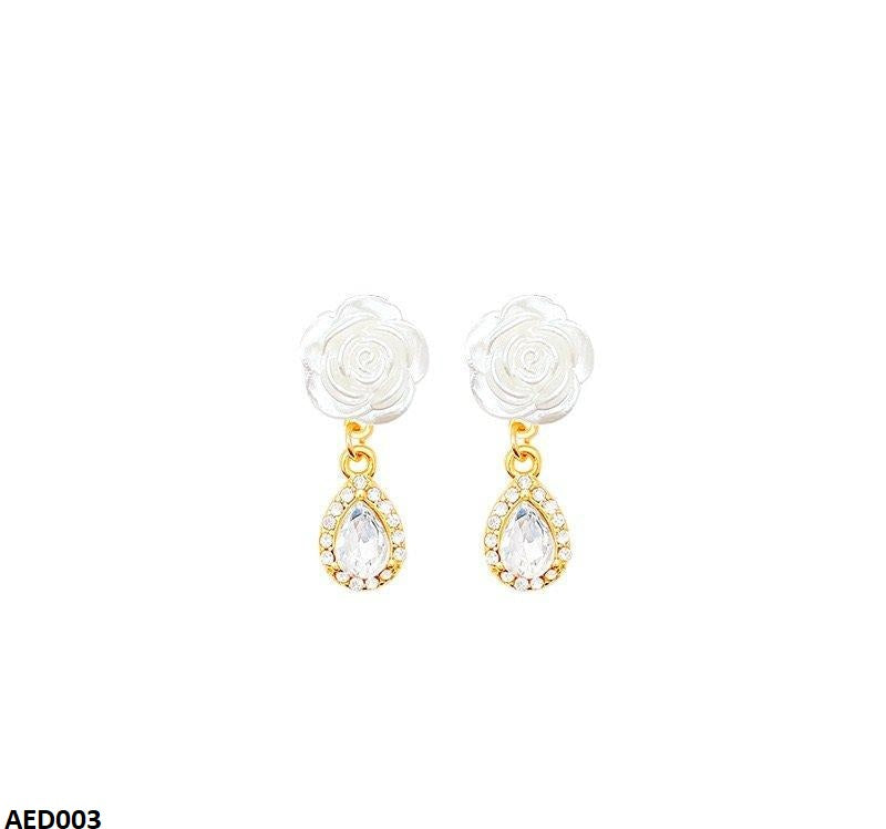 AED003 Flower Tear Drop Earrings - AED