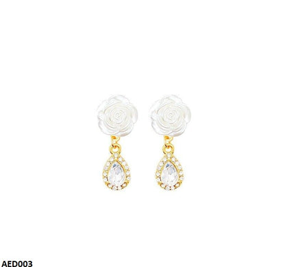 AED003 Flower Tear Drop Earrings - AED