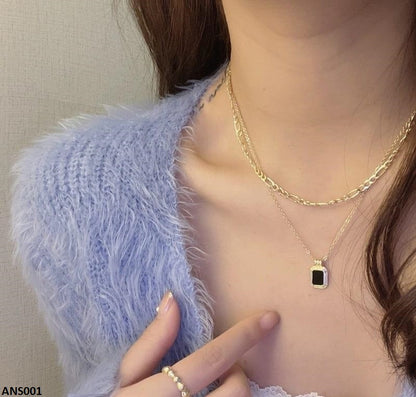ANS001 Square Double Chain Necklace - ANS