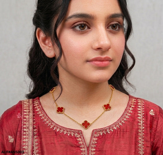 ANS003 four leaf clover Necklace = ANS
