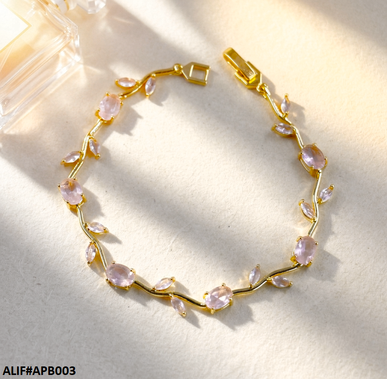 APB003 Tulip Pink Leaf Bracelet - APB
