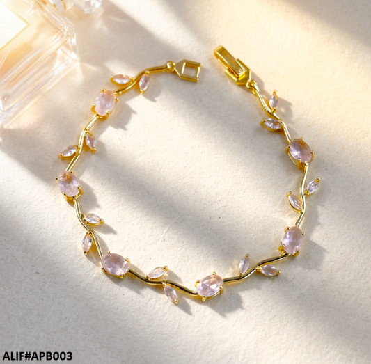 APB003 Tulip Pink Leaf Bracelet - APB