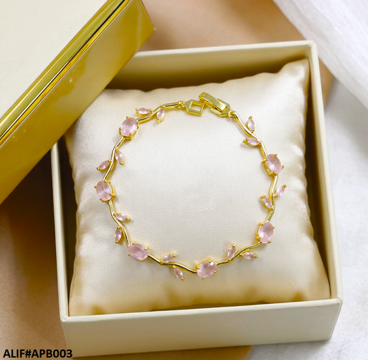 APB003 Tulip Pink Leaf Bracelet - APB