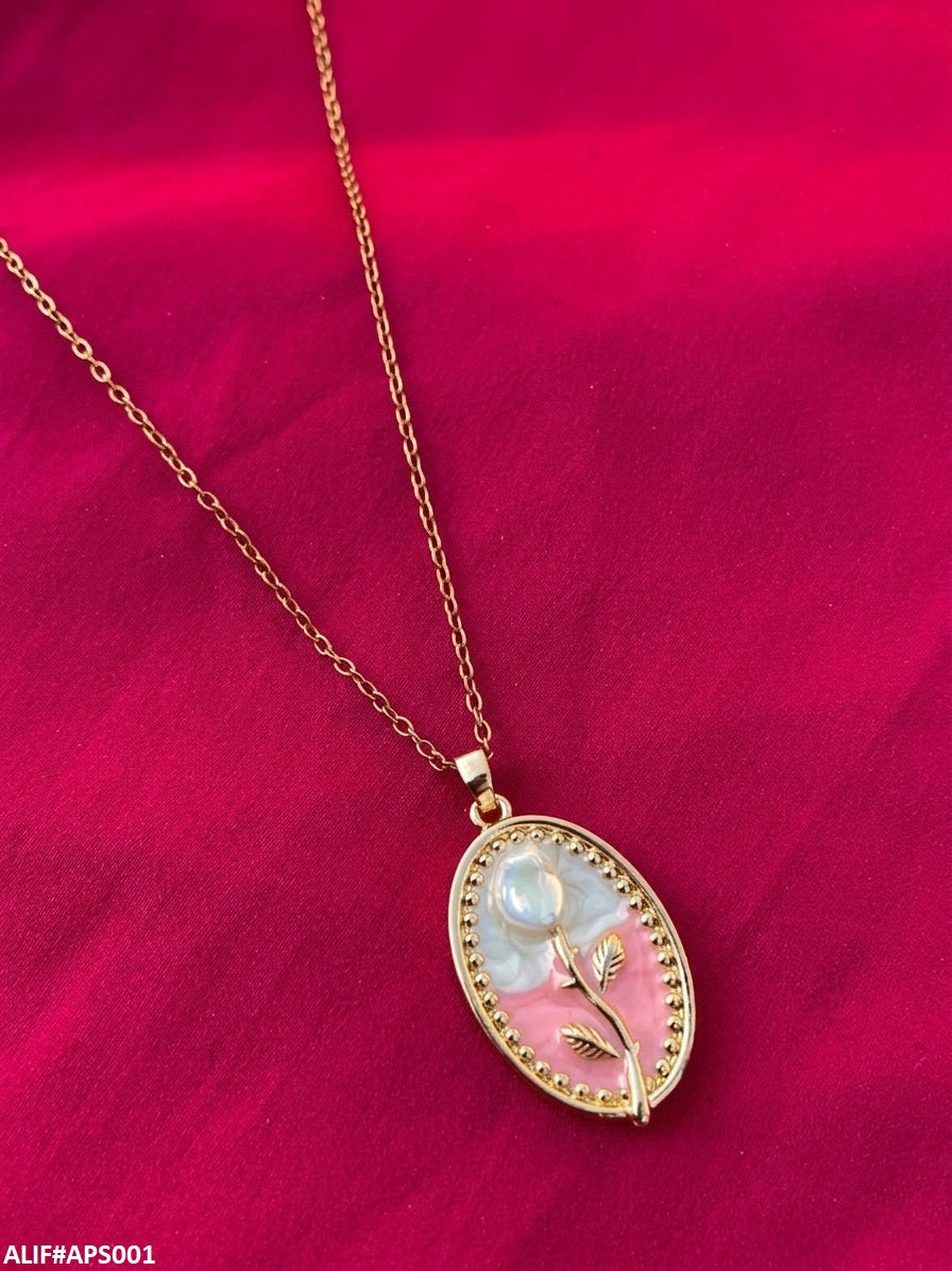 APS001 Flower Printed Pendant With Chain = APS