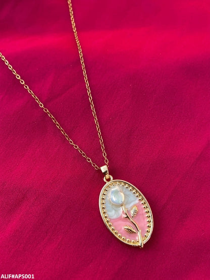 APS001 Flower Printed Pendant With Chain = APS