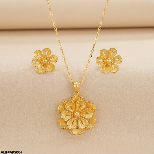 APS004 Stainless Steel Flower Pendant Set = APS