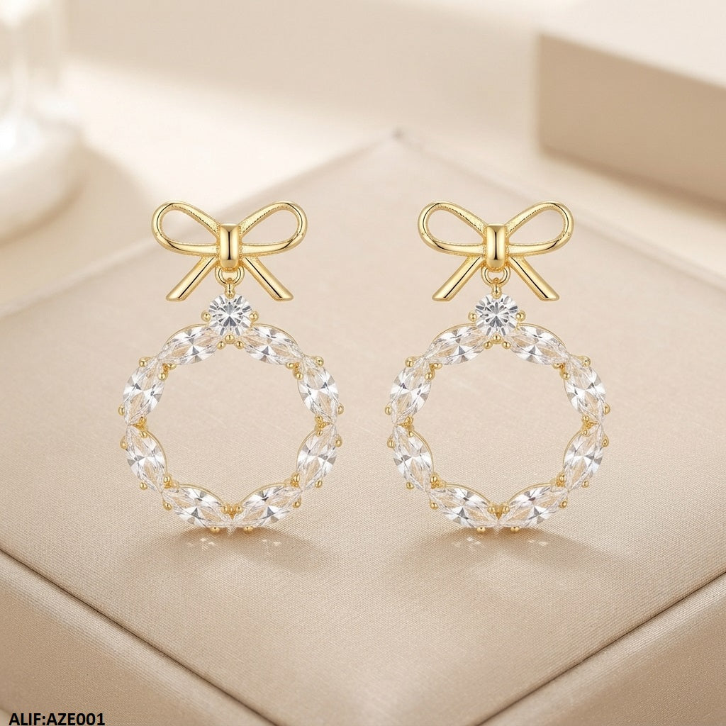 AZE001 Bow Drop Earrings = AZE