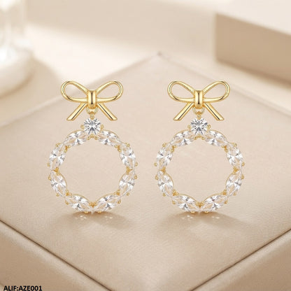 AZE001 Bow Drop Earrings = AZE