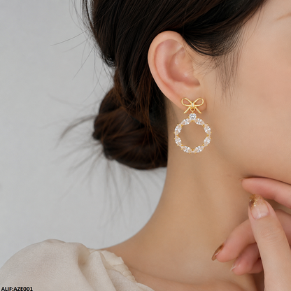 AZE001 Bow Drop Earrings = AZE